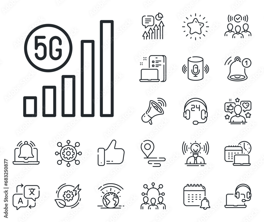 Poster wireless technology sign. place location, technology and smart speaker outline icons. 5g wifi signal