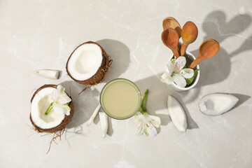 Coconut water, concept of tasty and natural coconut drink