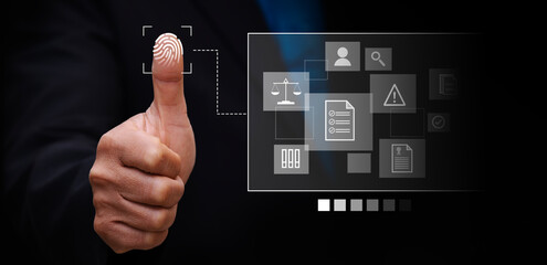 Concept of accessing various information by scanning fingerprints to protect information Prevent...