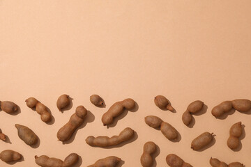 Tamarind, concept of tasty food, fresh tamarind fruit