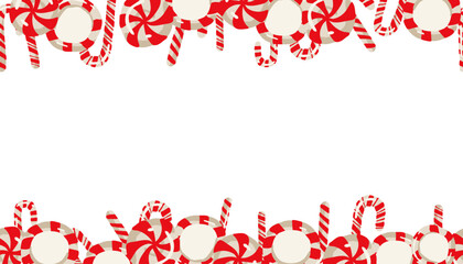 Merry Christmas and Happy New Year banner. Christmas background with candy cane and candy for your text. Ready to apply to your design. Vector illustration