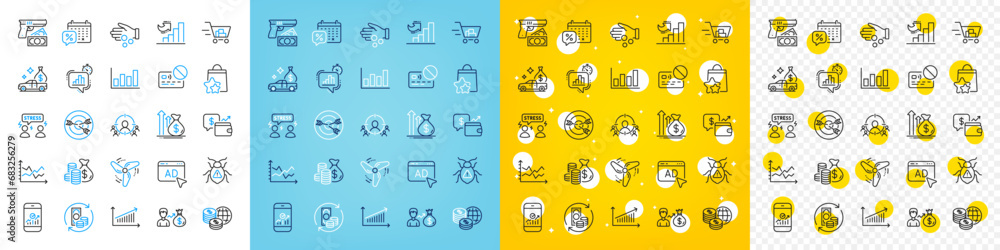 Leinwandbilder vector icons set of loyalty points, statistics timer and software bug line icons pack for web with d