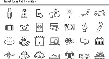 旅行アイコンセットA　01　白