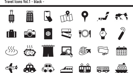旅行アイコンセットA　02　黒