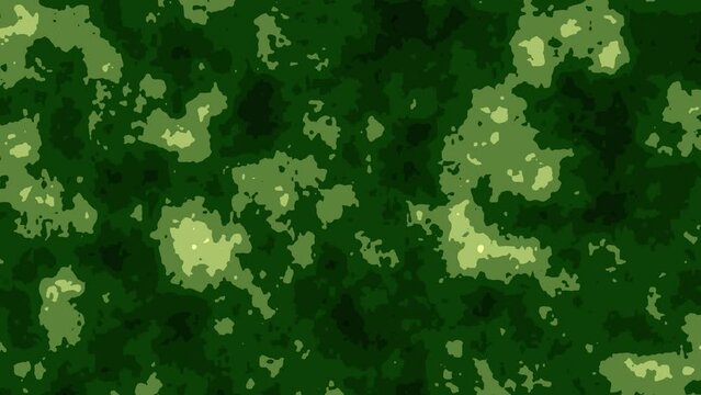 Camouflage texture or military pattern. Army animation imitating forest, khaki, green. background  Seamless loop.