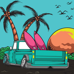 Summer Vacation, Beach, and Surfing Logo Brochure