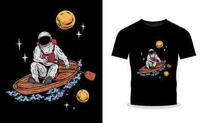 Premium Vector T-Shirt Design with Astronaut in Outer Space Illustration