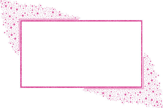 Bright Pink square or rectangular frame with pink Sparkle Glitter Stars clipart icon design 17
