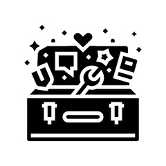 coping toolbox mental health glyph icon vector. coping toolbox mental health sign. isolated symbol illustration - obrazy, fototapety, plakaty