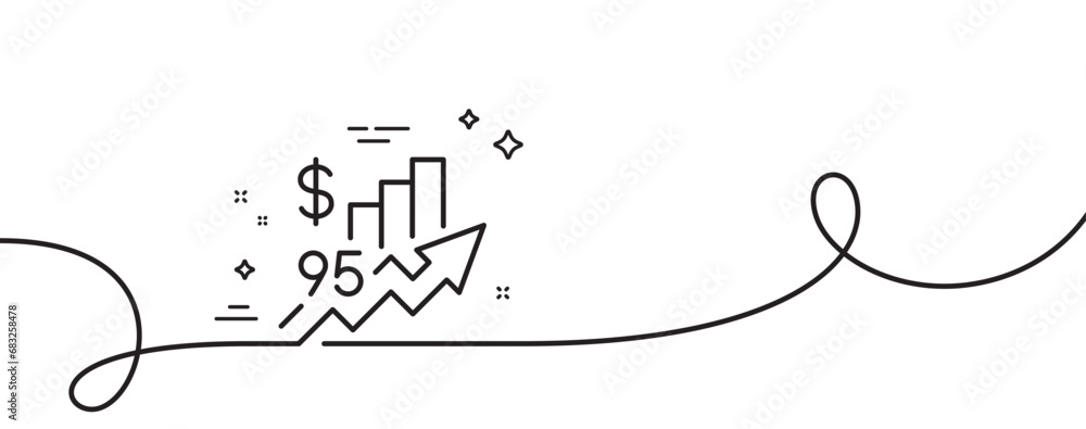 Poster rise price line icon. continuous one line with curl. petrol excise duty sign. tax rate symbol. rise 