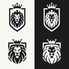 Lion king crown black lion logo minimal logo royal king vector