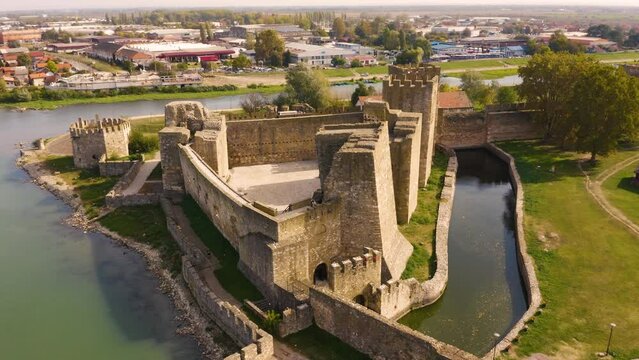 Aerial view of Smederevo Fortress in Serbia