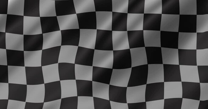 4k wavy Checkered Race fabric fluttering Racing Flags loop background. Formula One flag car motor sport.