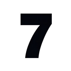Number Seven Black Isolated on Transparent or White Background, PNG