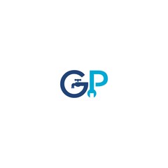 Logo GP Simple Creative Design. Plumbing logo isolated on white background