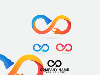 Infinity Plug logo design. Plug Infinity vector. Electric plug. Volt. Colorful template. Infinity symbol. Business. Finance. Modern. Icon. Premium art
