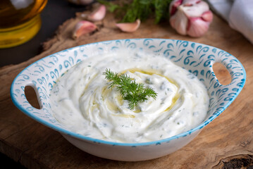 Haydari is a type of yogurt made from certain herbs and spices, combined with garlic. Turkish cuisine.