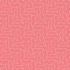 Abstract geometric red japanese overlapping circles lines and waves pattern