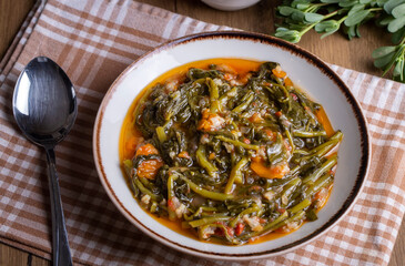 Traditional Turkish cuisine purslane dish (Turkish name; semizotu yemegi)