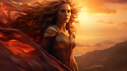 portrait of a woman in the sunset