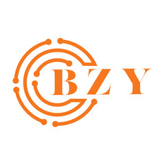 BZY letter design. BZY letter technology logo design on white background. BZY Monogram logo design for entrepreneur and business