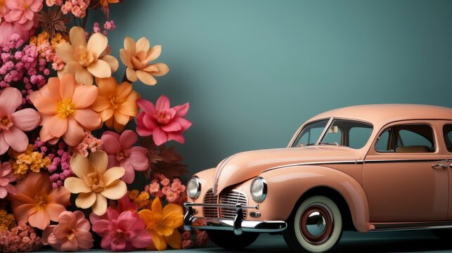 Summer Flowers Car, HD, Background Wallpaper, Desktop Wallpaper