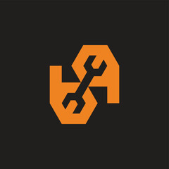 Obraz premium letter bq wrench negative space logo vector