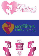 Set of Happy Mother's Day. banner, Greeting card, poster