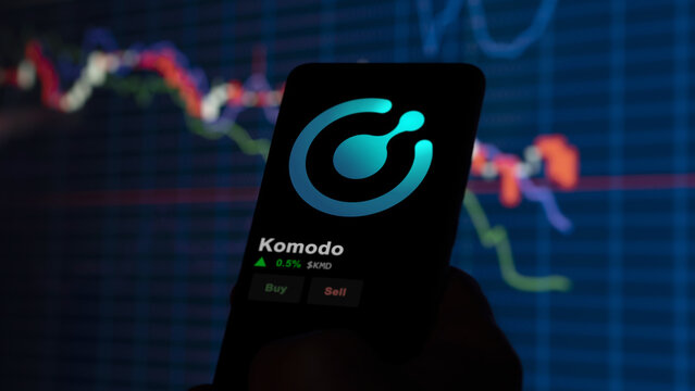 November 17th 2023. An investor analyzing the price of Komodo, the token coin $KMD on a crypto exchange sreen.