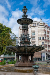 Obraz premium Views of streets and houses of Limoges town, Haute-Vienne department, France with famous porcelain and leather industry, city hall fountain