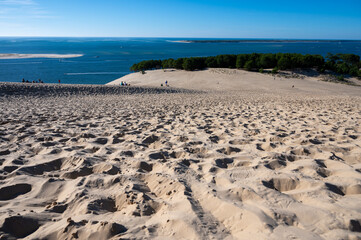 View from Dune of Pilat tallest sand dune in Europe located in La Teste-de-Buch in Arcachon Bay...