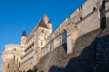 Obraz premium Walking in Amboise medieval town with royal castle located on Loire river, France