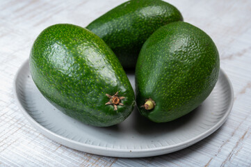 Green ripe avocado fruits from organic avocado plantation - healthy food
