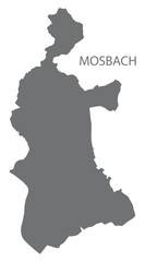 Mosbach German city map grey illustration silhouette shape