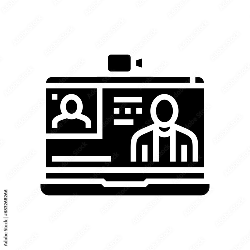 Poster webinar session online learning platform glyph icon vector. webinar session online learning platform