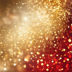 beautiful bokeh texture background with sparkling in gold and red, Generative AI