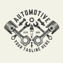 automotive logo design, spark plugs, pistons, workshop design wrenches