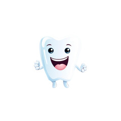 Happy tooth illustration on transparent background. generative ai