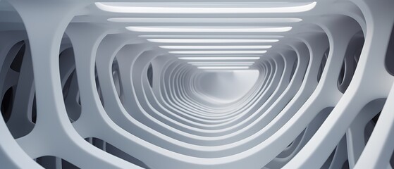 Futuristic abstract white tunnel.