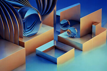  3d abstract shapes background generative ai