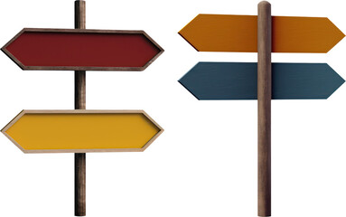 Obraz premium Old road sign in a 3D style transparent background PNG clipart