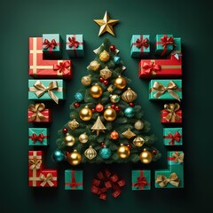 Festive decor in shape of Christmas tree
