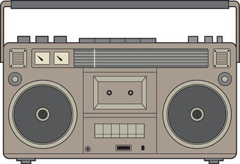 Cassette Tape Recorder Color. Radio Boombox. Vector Illustration.