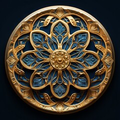 mandala, gold and deep blue