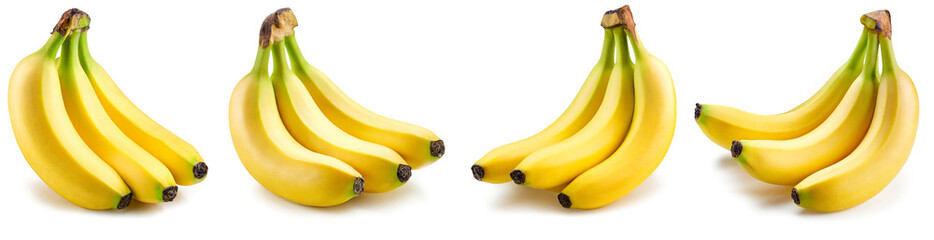 Set with delicious ripe bananas on white background.