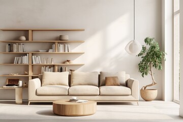 modern living room with sofa, minimalistic style