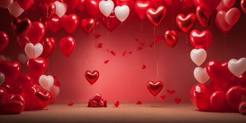 red balloons background, valentines celebrations, wedding, birthday,