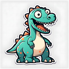 Fototapeta premium Green color dinosaur sticker