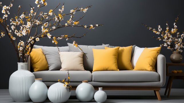 Interior Living Room Easter Decor Sofa, HD, Background Wallpaper, Desktop Wallpaper