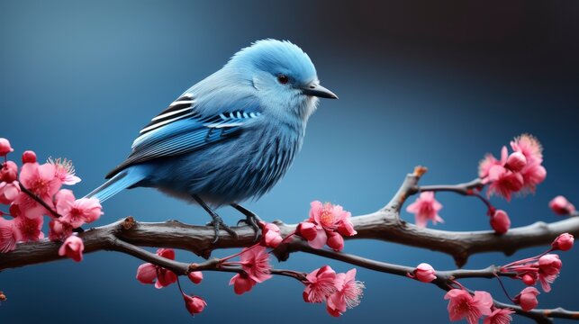 Little Bird Sitting On Branch Blossom, HD, Background Wallpaper, Desktop Wallpaper